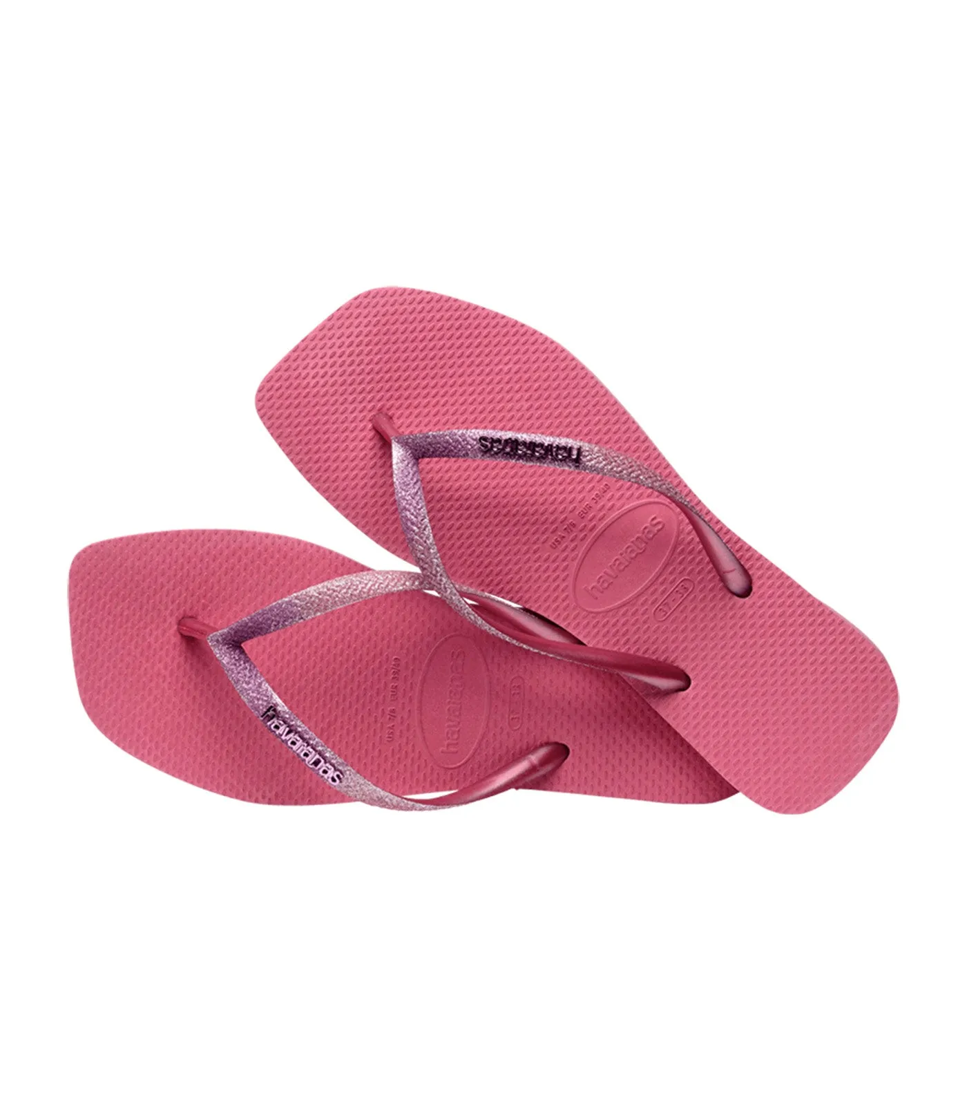 Slim Square Glitter Flip Flops Velvet Rose