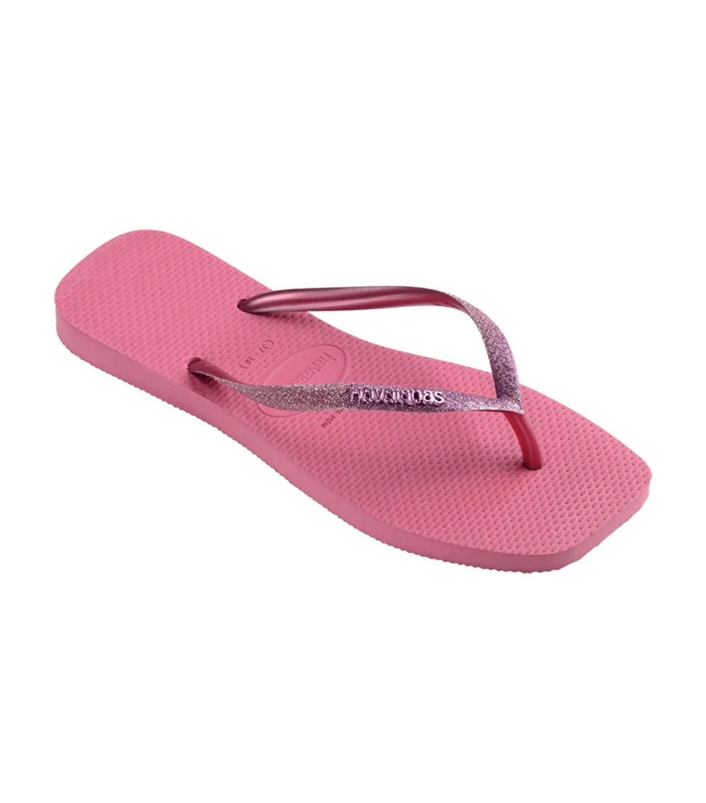 Slim Square Glitter Flip Flops Velvet Rose