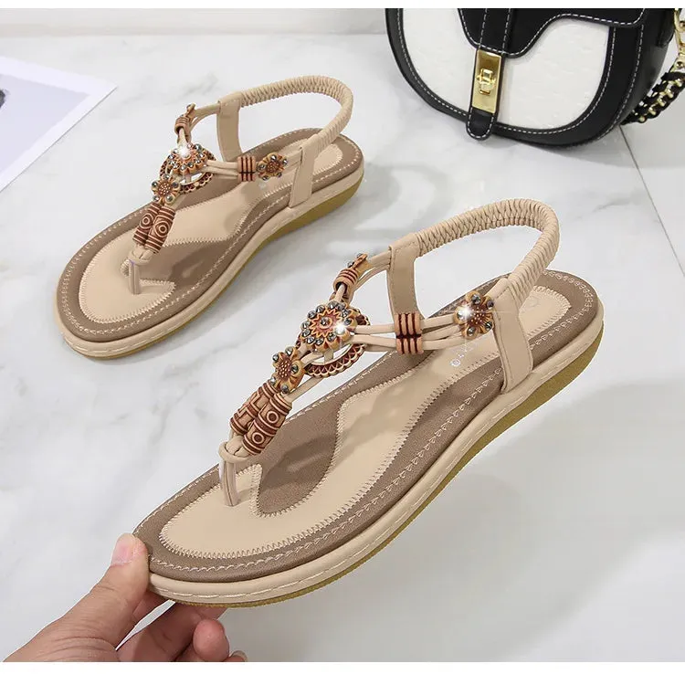 Summer Women Sandals 2022 Flat Casual Shoes Bead Slip On Sandalias Sexy Flip-Flop Ladies Shoes for Women 2022 Chaussure Femme