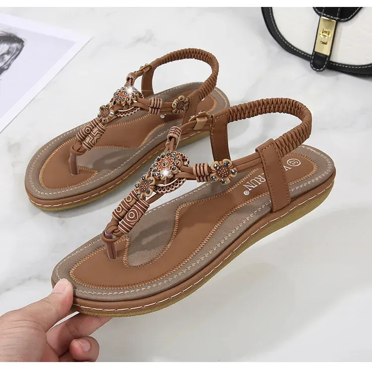 Summer Women Sandals 2022 Flat Casual Shoes Bead Slip On Sandalias Sexy Flip-Flop Ladies Shoes for Women 2022 Chaussure Femme