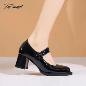 TAVIMART -  Women Mary Jane Shoes Patent Leather High Heels Office Lady Shoes Square Toe Chunky Pumps Female Oxford Shoe Spring Autumn 9964N