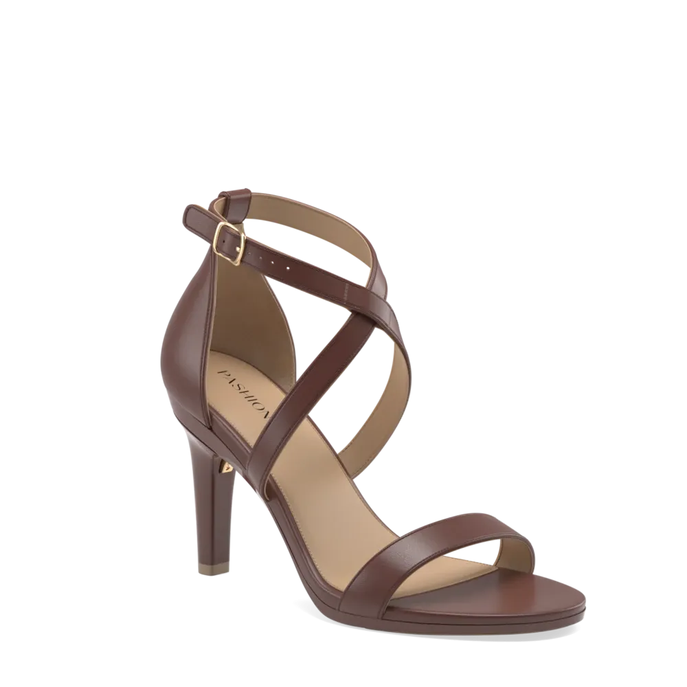 The Sandal - Walnut Leather   Stiletto Heel Kit 4 Walnut - FINAL SALE