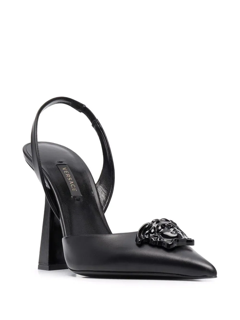 Versace Black La Medusa Slingback Pumps