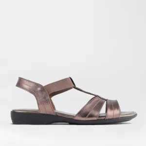 Wider Fit Slingback Flat Sandal in Lead Metallic - 11016