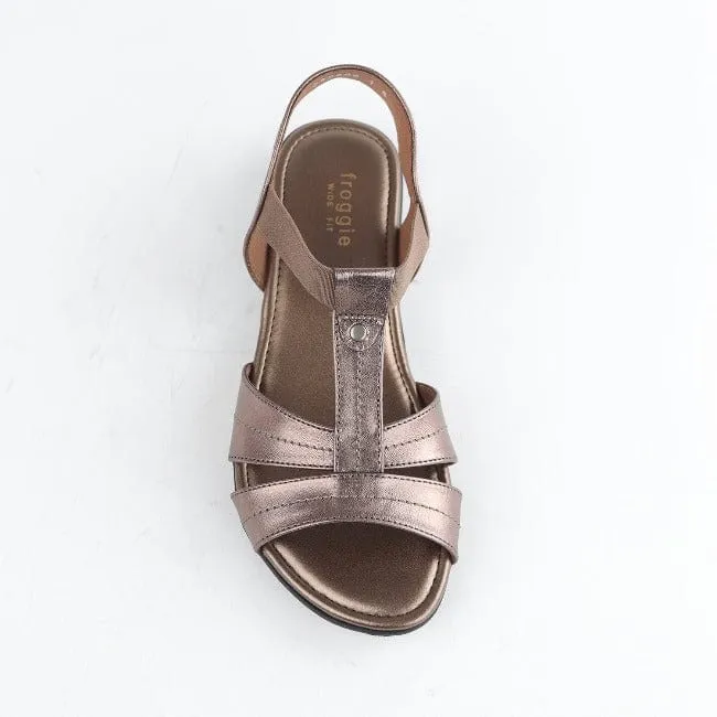 Wider Fit Slingback Flat Sandal in Lead Metallic - 11016