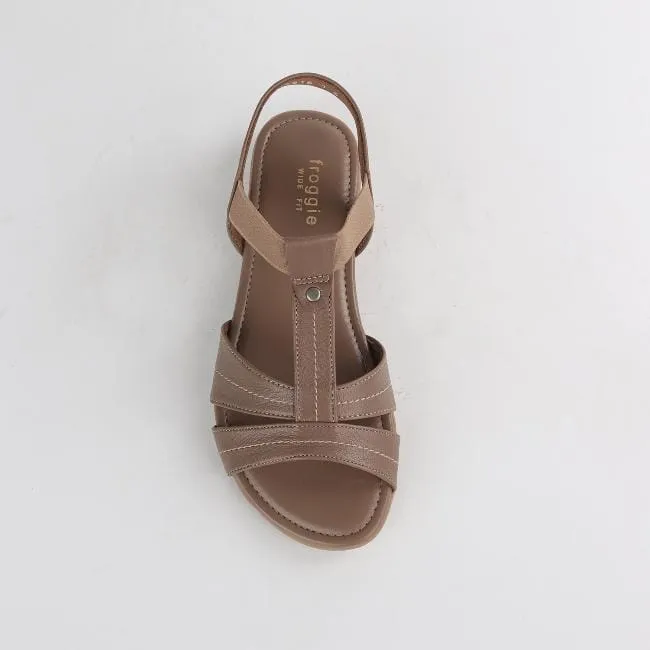 Wider Fit Slingback Flat Sandal in Stone - 11016