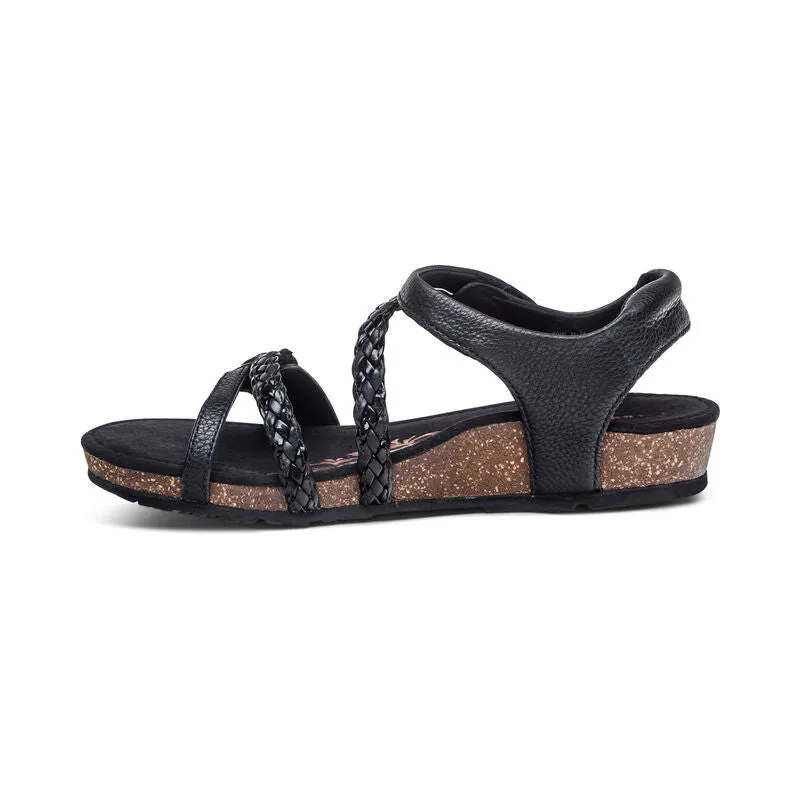 Women's Aetrex Jillian Braided Quarter Strap SC450 Color: Black