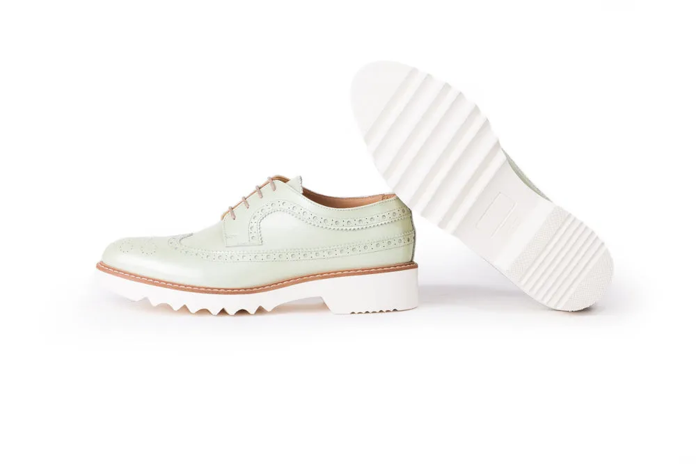 Women's Patent Pista Green & Tan Brogue Wingtip.EX- 337 (2017)