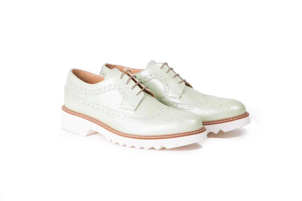 Women's Patent Pista Green & Tan Brogue Wingtip.EX- 337 (2017)