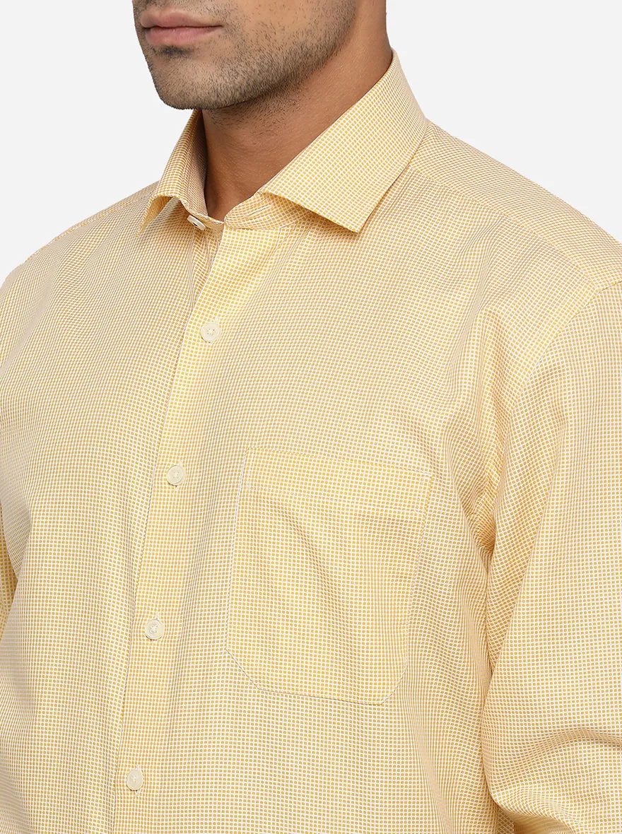 Yellow Dobby Regular Fit Formal Shirt | JadeBlue