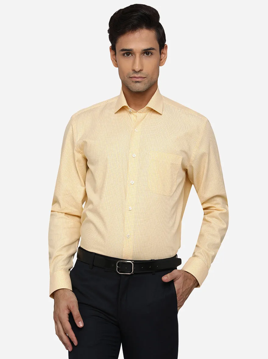 Yellow Dobby Regular Fit Formal Shirt | JadeBlue