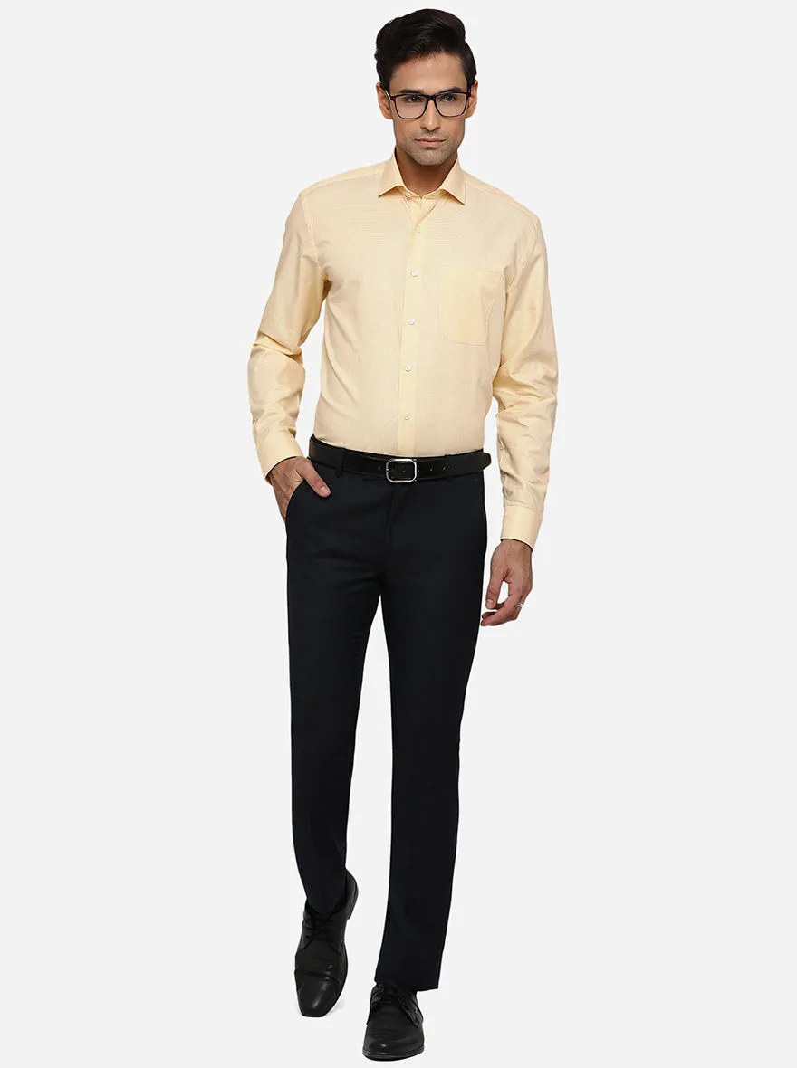 Yellow Dobby Regular Fit Formal Shirt | JadeBlue