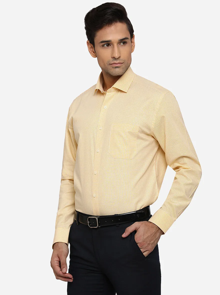 Yellow Dobby Regular Fit Formal Shirt | JadeBlue