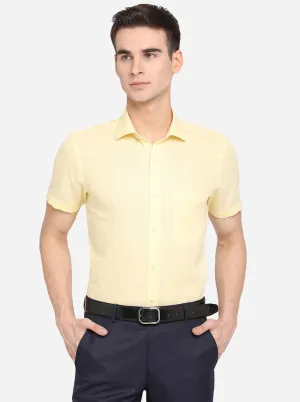 Yellow Solid Slim Fit Formal Shirt | Greenfibre